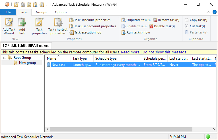 Click to view Advanced Task Scheduler Network 5.1.0.701 screenshot