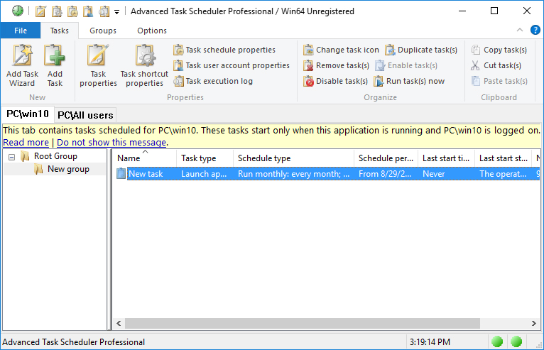 Click to view Advanced Task Scheduler Professional 5.1.0.701 screenshot